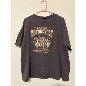 Los Angeles Motorcycle Adventure Life Graphic Tee Washed Charcoal Gray XL